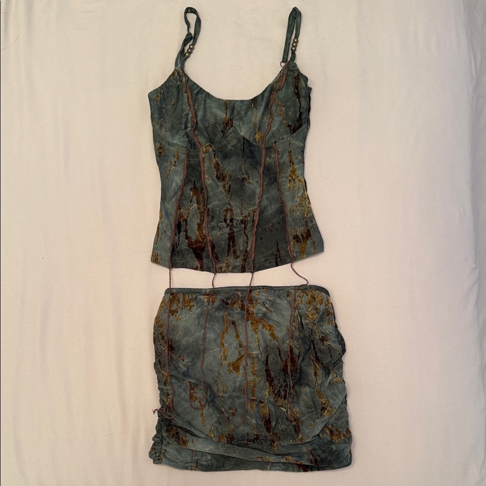 Fashion Nova Artistic Green Skirt Set